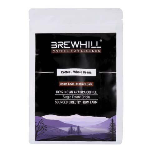 Image of Brewhill Coffee | Medium-Dark Roast (Whole Bean) | Made with 100% Specialty Grade Arabica Coffee Beans, Bag (500)