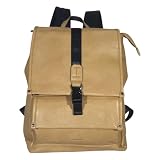 Mochila Executiva de Couro Sintético, Compartimento para Notebook até 15', 42x30x12 cm, Casual e Formal (Bege)