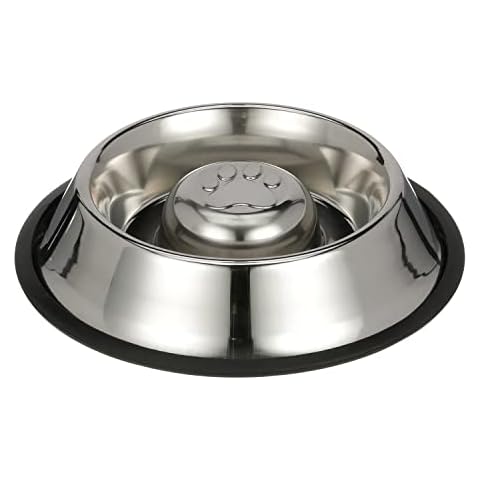Neater Pet Brands Slow Feed Bowl Stainless Steel Metal (Non Tip Style) - Stops Dog Food Gulping, Bloat and Rapid Eating (Medium, Non Tip) Cover