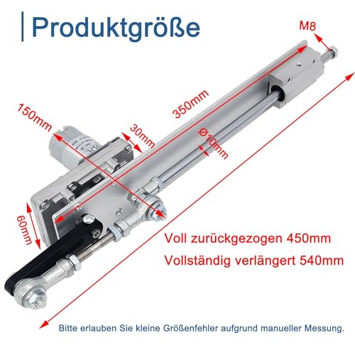 Jvnvlki 3-15cm Hubkolbenmotor DC 24V 120RPM Einstellbar Teleskop Linearantrieb mit Drehzahlregler