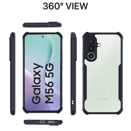 Image of Pikkme Back Cover for Samsung Galaxy M56 5G | Ultra Hyrbid | Full Camera Protection | Raised Edge | Crystal Clear Transparent Bumper Case (Blue)