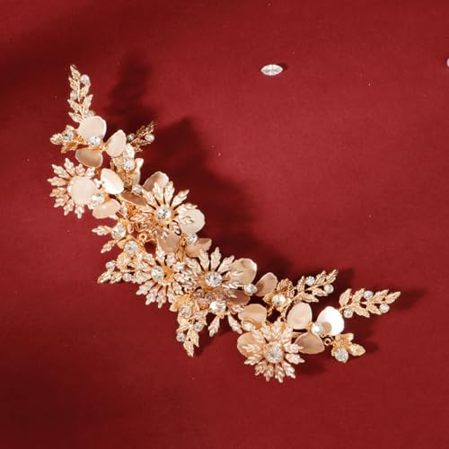 Pinza lateral dorada de flores, accesorios de cabello para mujer 5