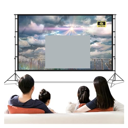 Projector Screen, Projector Screen with Stand 100/120In Portable Projection Screen 16:9 4K Hd Rear Front Projections Movies Screen with Carry Bag,Small-100 inch miniatura 3