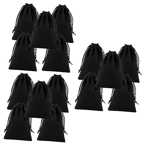 Pochettes en flanelle noir à cordon lot de 15 pour rangement sèche-cheveux