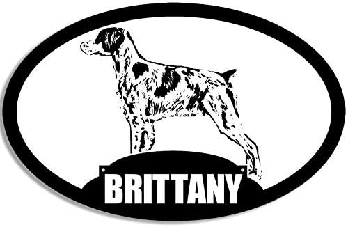 LPF USA Magnet Oval Brittany Silhouette Magnetic Sticker (Dog Spaniel Bird Breed)