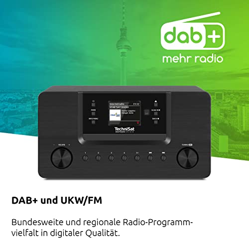 TechniSat DIGITRADIO 570 CD IR – Stereo DAB+ Internetradio (CD-Player, WLAN, UKW, Bluetooth-Audiostreaming, Spotify, USB, Wecker, Wifi Streaming, AUXin, Equalizer, Fernbedienung, 2 x 5 Watt) schwarz