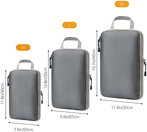 Meowoo Compression Packing Cubes for Suitcases, 3Pcs Extensible Suitcase Organiser, Lightweight Travel Luggage Organizer Packing Bags Storage Bags Travel Essentials Bag(gray)