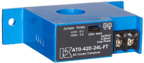 NK Technologies AT2-420-24L-FT AC Current Transducer, Solid-core, Top Term, 4-20mA Output Range, 0-100, 0-150, & 0-200A Input Range, 12-40VDC Power Supply