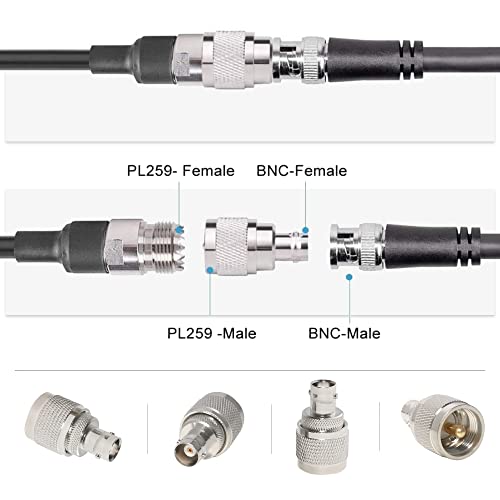 Adaptador coaxial BNC hembra a UHF macho Anina 2 unidades miniatura 3