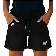 【Soft Stretch Fabric】This women's shorts is stylish, soft, light and comfortable. Keep you comfortable while staying stylish. The breathable material provides excellent stretch and movement. It feels soft against the skin, making it ideal for warm we...