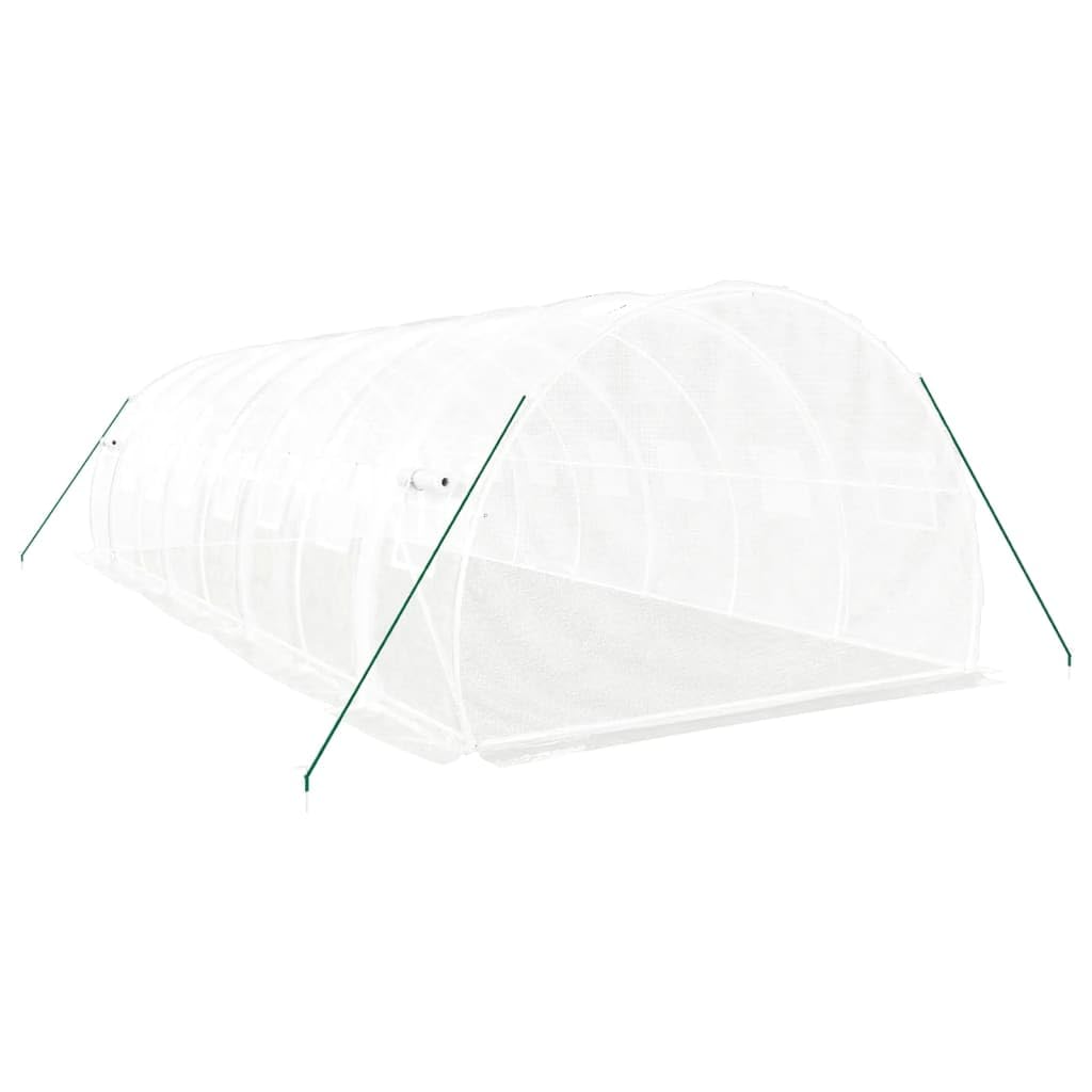 Homgoday Invernadero con Estructura de Acero Blanco 24 m² 8x3x2 m, Invernadero Caseta Jardín Terraza Plantas Semilla Cultivo Huerto Verduras Cubierta Casero