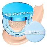 SKINTIFIC Velvet Matte Cushion Foundation Blue #00 Porcelain| Full Coverage,12H Oil Control,Ideal for Oily & Combination Skin,Waterproof,Long-Lasting, Lightweight, Hydrating,Transfer-Proof