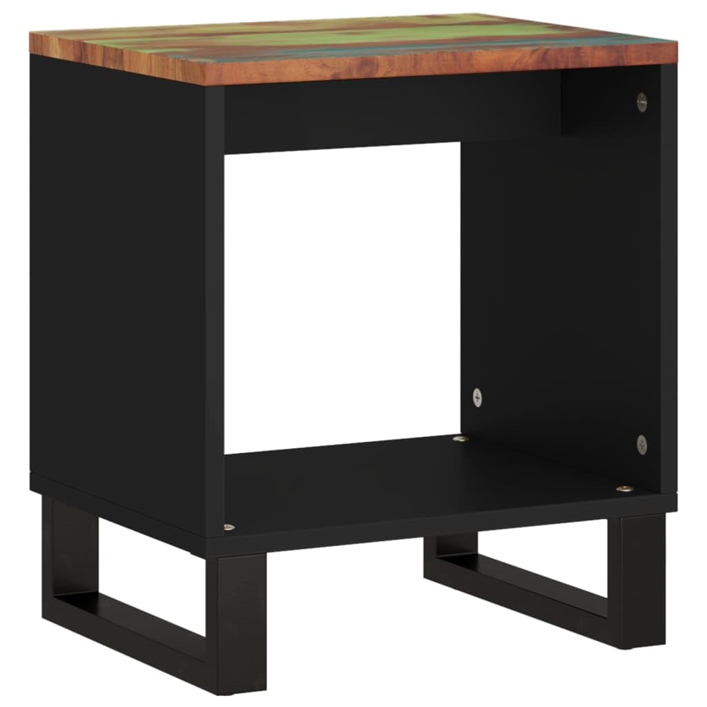 Tavolino da salotto in legno anticato massiccio, 40 x 31 x 46 cm, metallo