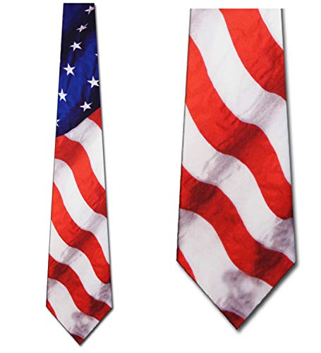 Three Rooker Flag Tie Stars Stripes Patriotic Men's Neck Tie #TOP1