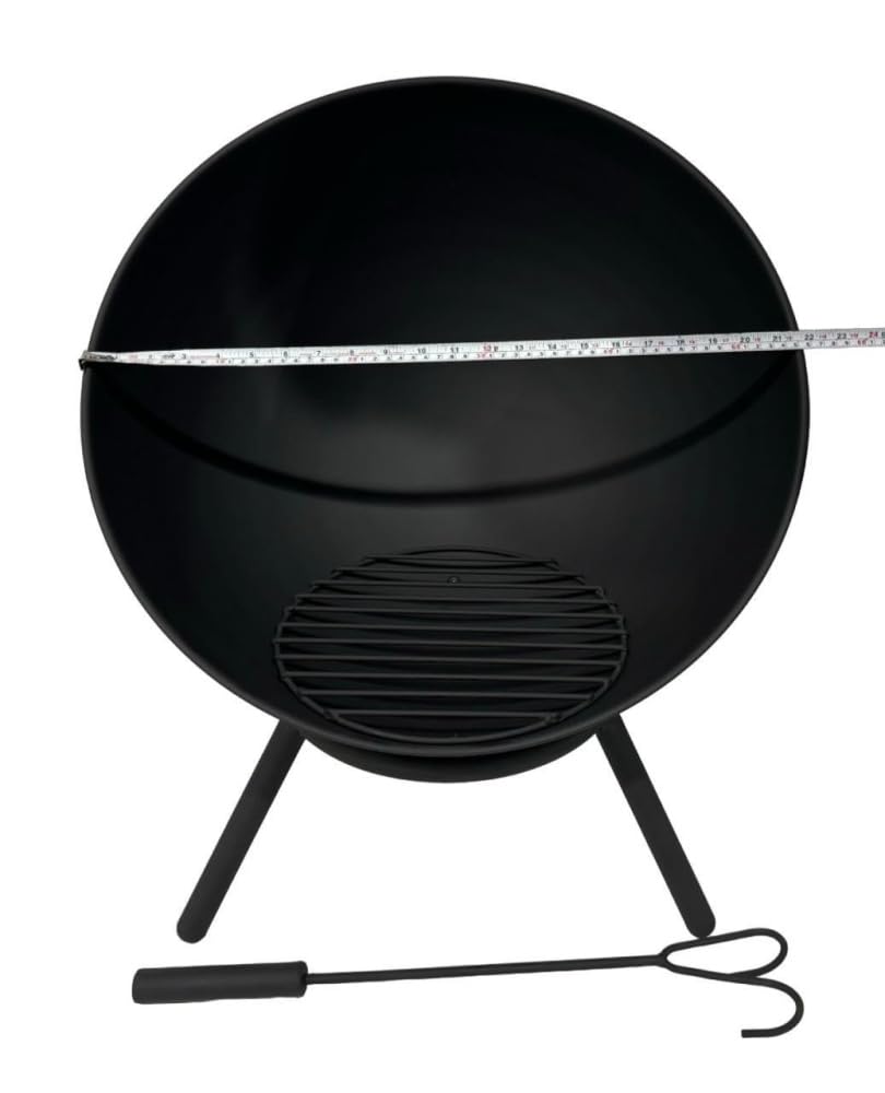 Jet-Line Feuerschale NAVARO Outdoor Living Feuerstelle für Garten und Terrasse 60 cm Geneigt oder Horizontal Funken Windgeschützt Schwarz Feuerkorb Feuertonne mit Drehmechanismus Stahl