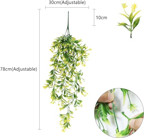 Image of Dekorly Artificial Vines Fake Greenery Garland Willow Leaves Faux Hanging Plants Trailing Weeping Ivy Drooping Hanging Vines Faux Plants Realistic (Design, 65CM)