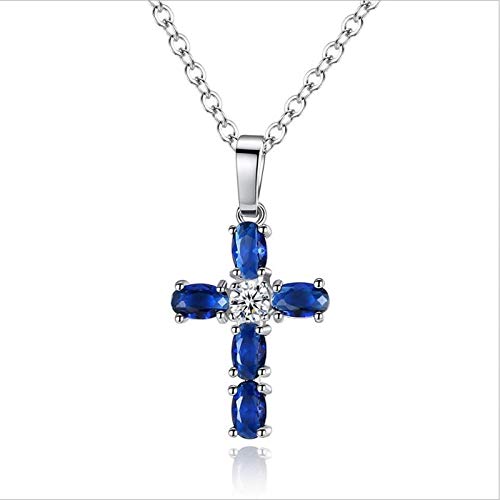 Bijoux Ras du Cou KELIEQA avec Pendentif Cristal Bleu Tendance pour Femmes