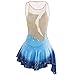 ZYDANC Blue,5_8Years,Girls' Sleeveless Ice Skating Skirt Women's Figure Skating Dress Gradient Gymnastics Performance Costumes Spandex