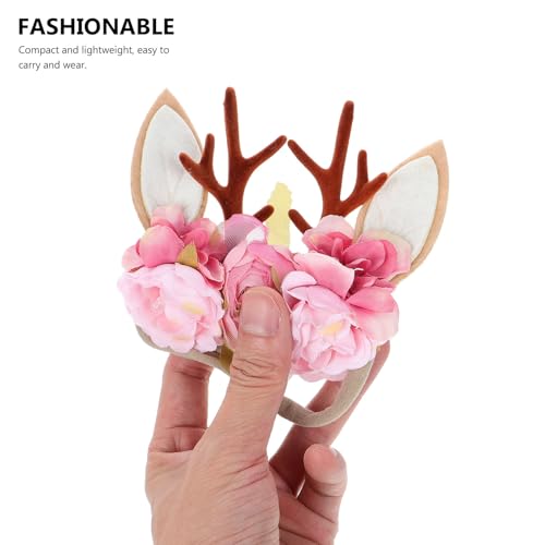 Lurrose 2pcs Baby Girl Flowers Headbands Christmas Antlers Headband Photography Hair Accessories for Infants Newborn Toddler3