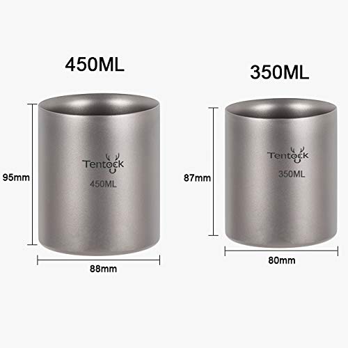 Tentock Double Walled Titanium Mug Backpacking Portable Camping Cup 350Ml/450Ml Lightweight Heat Resistant Coffee Mug Tea Cup With Storage Bag For Hiking Picnic Travel Or Daily Use (350Ml) #TOP1