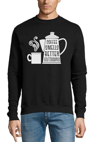 Pull en coton Noir Coffee Smells Better Outdoors idéal pour vos campings matinaux