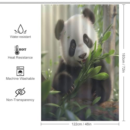 Rideau de douche panda en polyester imperméable 122x183cm pour baignoire - 4