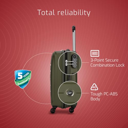 Image of VIP Corsa 2 Pc Set Cabin 55 Cm (Small) Check-in 66 Cm (Medium) 8 Wheels Spinner Trolley Bags for Travel, Hard Case Lightweight Bag with Combination Lock, Tough Suitcase for Travel (Green)