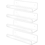 15" Invisible Acrylic Shelves Floating Wall Ledge Bookshelf,Clear Bathroom Storage Shelves Display O