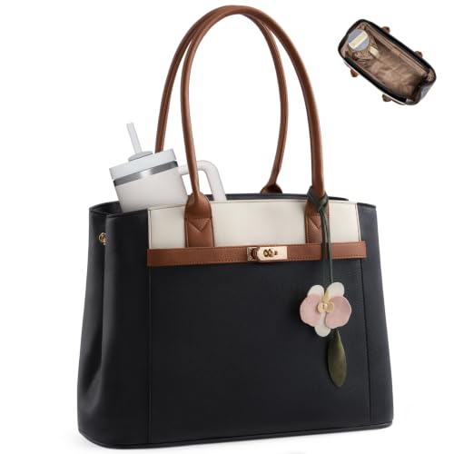 LOVEVOOK Laptop Bag for Women 17.3" Work Tote with 40OZ Large Cup Holder