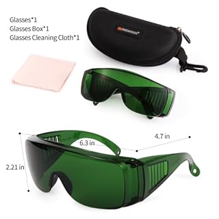 FreeMascot IPL 200nm-2000nm Laser Safety Glasses for Laser Hair Removal Treatment and Laser Cosmetology Operator Eye Protection (Green)