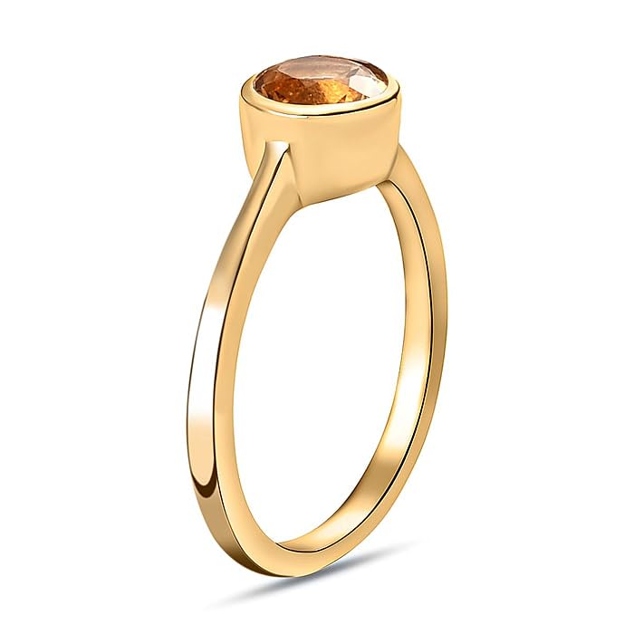 Image of 925 Sterling Silver 18K Gold Plated Birthstone 2 Ct Solitaire Natural Gemstone Ring for Women | Fine Jewelry Gift for Wife, Girlfriend, Sister, Birthday, Anniversary, Rakhi, Rakshabandhan, Valentine's