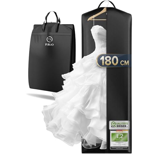 FiRiO® 1 x Premium Kleidersack lang 180 cm - Faltbarer Kleidersack für Brautkleider, Hochzeitskleider, lange Kleider & Mäntel - Atmungsaktive Kleiderschutzhülle mit Tragegriff für Reise & Aufbewahrung