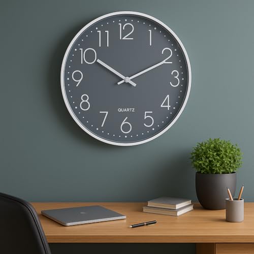 Image of Xtore Modern Round Wall Clock with Luxurious Minimal Finish (Pack of 1, Grey)