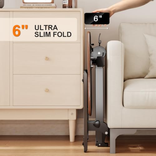Image of ROMOON Folding Portable Standing Desk with Wheels, No-Assembly Rolling Height-Adjustable Sit-Stand Table, Space-Saving Foldable Laptop Cart for Home Office and Computer Workstation (Walnut)