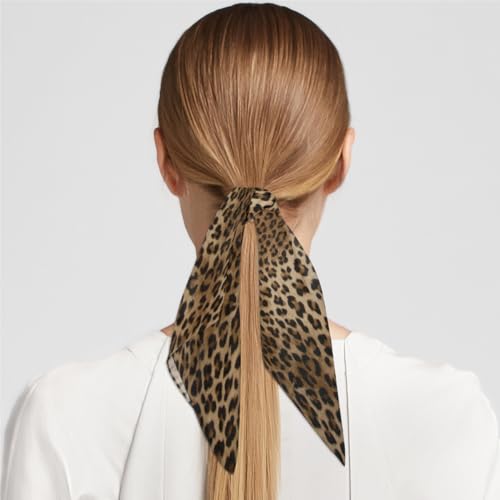 Print Leopard Fashion Hair Scarf Lightweight Silk Feeling Head Scarf Square Bandanas for Women 23.6×23.6 Inches2