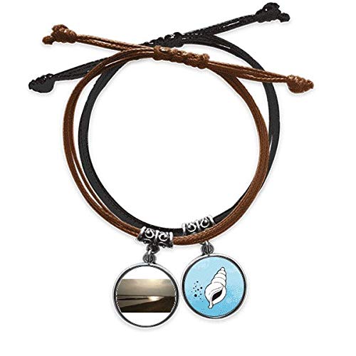 Pulsera de fotografia atardecer playa cadena de cuero ajustable unisex