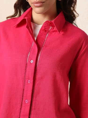 Image of HIGH Star Oversized Solid Shirt for Women | Stylish Tops for Women | Comfortable and Trendy Casual Shirt