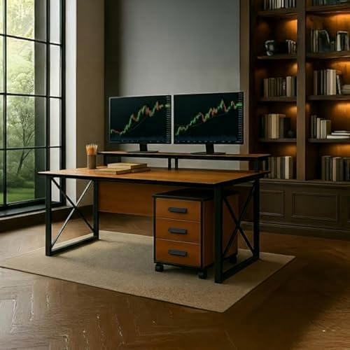 Image of FFO Computer Table with Storage | Multipurpose Office Desk for Home & Work with Riser| Study Table for Students | Sturdy PC Table with 1 Year Warranty | DIY Assembly (150x60)