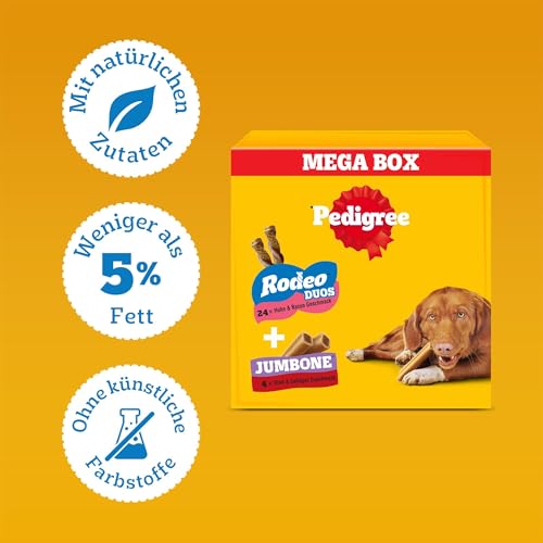 Pedigree Multipack 780 g mit 24 Rodeo Duos Huhn & Bacon Geschmack, 4 Jumbone Rind & Geflügel Geschmack 5