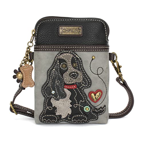 Image of CHALA Dog Collection Cell Phone Crossbody Purse-Women PU Leather /Canvas Multicolor Handbag with Adjustable Strap