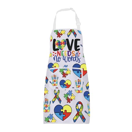 Tablier de cuisine autisme avec poches réglable pour homme et femme