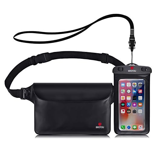 BROTOU Universal Waterproof Waist Pouch and Phone Case IPX8 Waterproof Dry Bag for Outdoor Activities Underwater Snorkeling Boating Swimming Fishing Sailing Beach Water Parks - Set