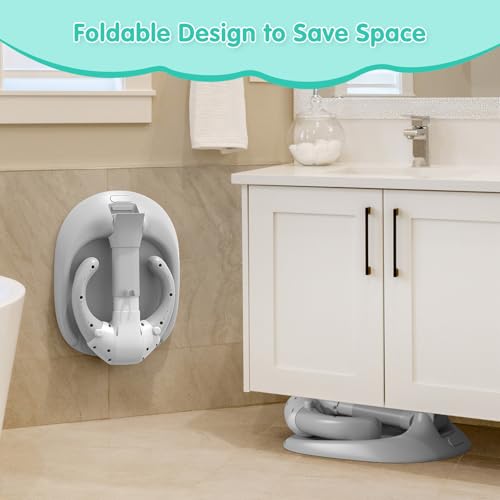 Image of One Piece No Assembly /Installation Baby Shower Stand with Anti-Slip Base and Shower Holder, Foldable Baby Bath Standing Support for Boy /Girl, Adjustable Toddler Stand Up Bath for 6-36 Months, Gray