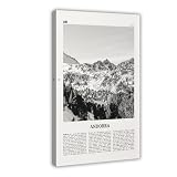 Lienzo moderno con diseño de mapa de la ciudad de Andorra en blanco y negro, La Vella, Europa, paisaje de viaje, lienzo, impresiones artísticas, pinturas para sala de estar, dormitorio, decoración de