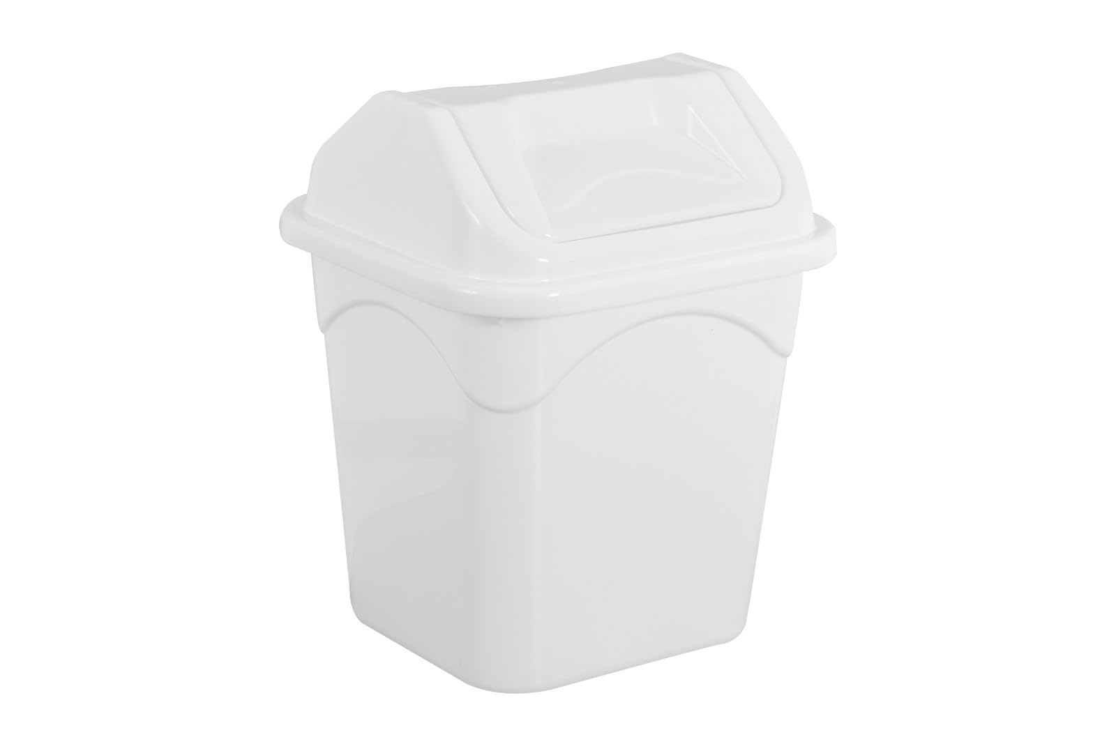 AHS Small Plastic Swing Bin 5L - Swing Top Desktop Kitchen Bathroom Garbage Dustbin - Waste Paper Rubbish Trash Can - Strong Removeable Lid - Mini Trash Can With Lid - White, 20cm x 27cm x 17.5cm