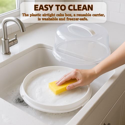 ANGIX 30cm Plastic Cake Carrier Box with Lockable Lid & Carry Handle, Cake Storage Container for Cakes, Pies & Pastries, Transparent Cake boxes for Transporting, Storing & Displaying Cakes (Round) - Image 5