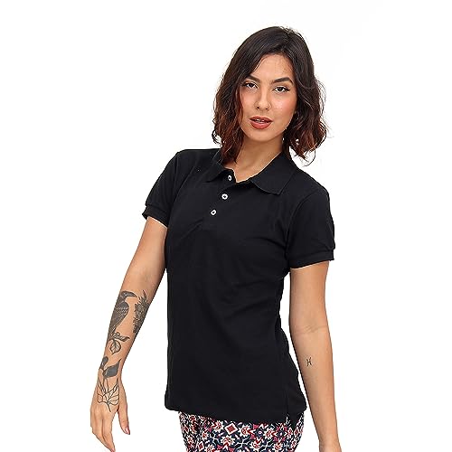 Camisa Camiseta Polo Feminina Lisa Piquet Sem Bolso Macia (M, Rosa)
