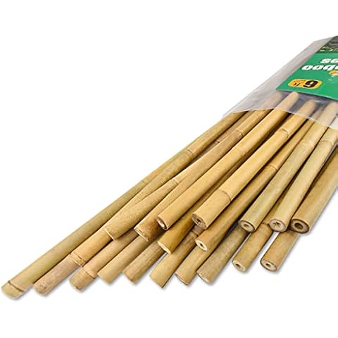 Jollybower 20pcs 5/8" D Thicker Heavy Duty Bamboo Stakes, 6FT Plant Stakes, Natural Garden Stakes for Tomato, Bean, Flowers,Trees Potted and Climbing Plant Support Cover