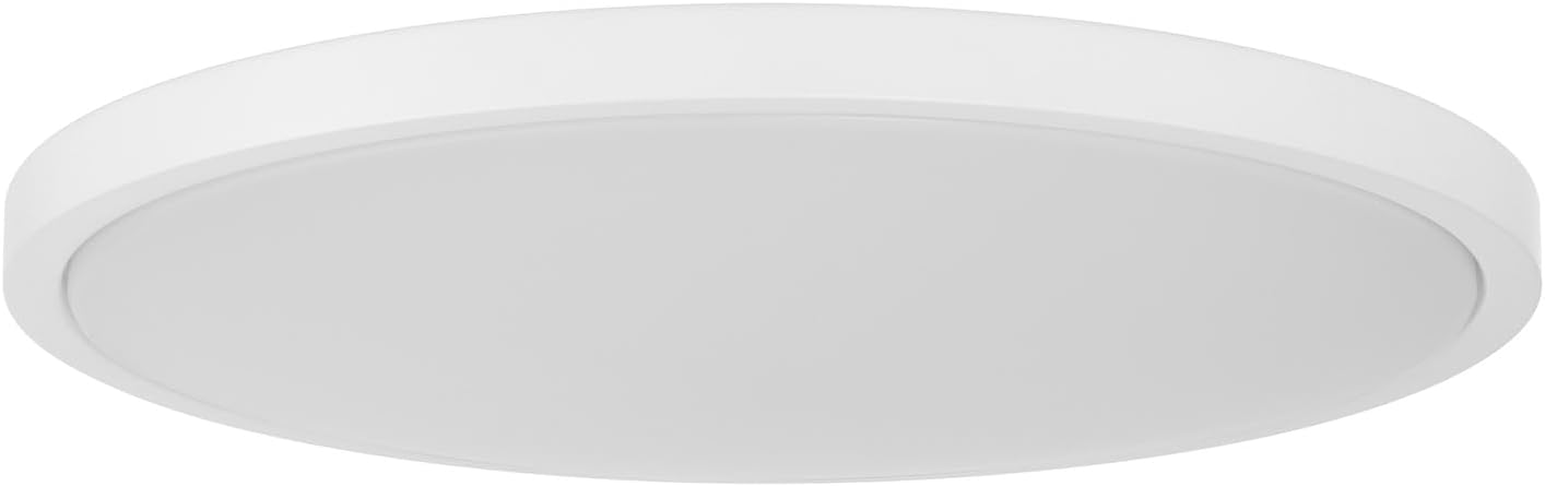 Savoy Lighting Assets 6-3333-20-WH Wet Rated Outdoor Low Profile Round Flush Mount, Integrated LED 50 Watt, 2" H x 20" W, White