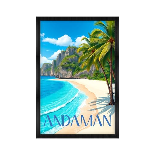 Image of CodersParadise Andaman Premium Framed Wall Poster(12x18Inch) |Tropical Beach & Island Scenery Wall Art |Ready-to-Hang Aesthetic Home Decor for Bedroom, Living Room & Office | Wall Mount Display Frame